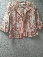 Chicos Open Front Jacket Size 2 Large/12 Multicolor Abstract 3/4 Sleeve