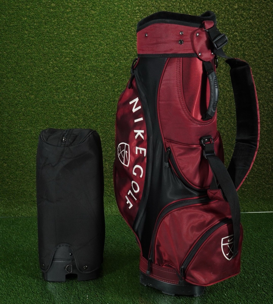 AMAZING NIKE GOLF STAFF BAG 5 WAY TOP GOLF BAG W/ RAIN HOOD, RARE