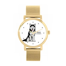 Toff London TLWS-29793 Ladies Black And White Husky Dog Watch