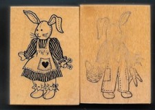 PSX EASTER BUNNIES PINAFORE DRESS SUNDAY SUIT Holiday D571 D572 RUBBER STAMP