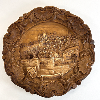 #ad Carved Resin Wood Tradition Wurzburg Wall Plaque Wood Look Resin Landscape Carve $17.46
