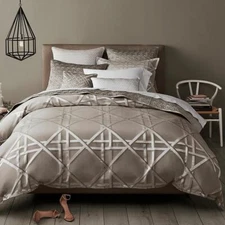 Hudson Park Alistair FULL QUEEN Duvet Comforter Cover LINEN GREY NEW $355