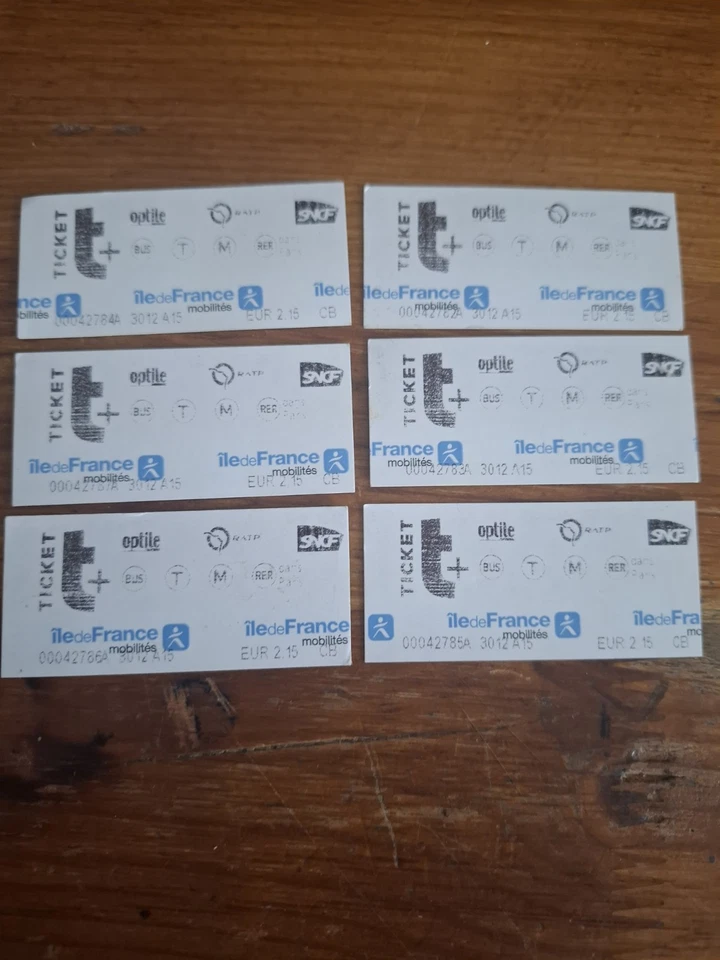 Ticket T+ Valides Ile De France x6 - Photo 1/2