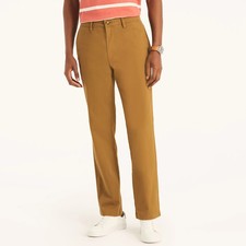 Nautica Men's Wrinkle Resistant Non Iron Classic Fit Straight Deck Pants Khaki
