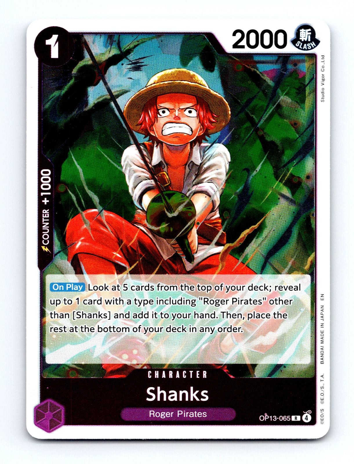 Shanks (065) OP13-065 Rare Carrying On His Will One Piece Foil Near Mint