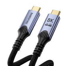 1 Ft Short Braided USB C To C Data Cable 40Gbps 240W 8K Thunderbolt 4