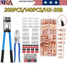 Wire Lug Crimper Heavy Duty Battery Cable Crimping Tool Terminal Copper Lugs Kit