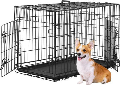 #ad #ad Dog Crate Folding Metal Dog Kennel Double Door W Divider Panel Indooramp;Outdoor $46.46