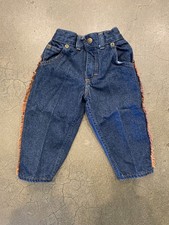 Vintage OshKosh B Gosh Jeans Toddler 2T Made USA Cowboy Fringe Denim