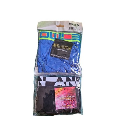 New 2pack  Andrew Christian Almost Naked Cotton Boxer/ royal blue BLOW brief XL