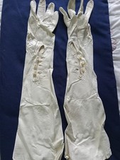 Beautyskin Glovers Guild 17" Victorian Leather Gloves Pearl Buttons 6.5...