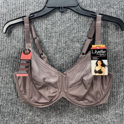 Lilyette By Bali Bra 36DD Shaping Minimizer Comfort Lace Underwire Plum 0434 NEW