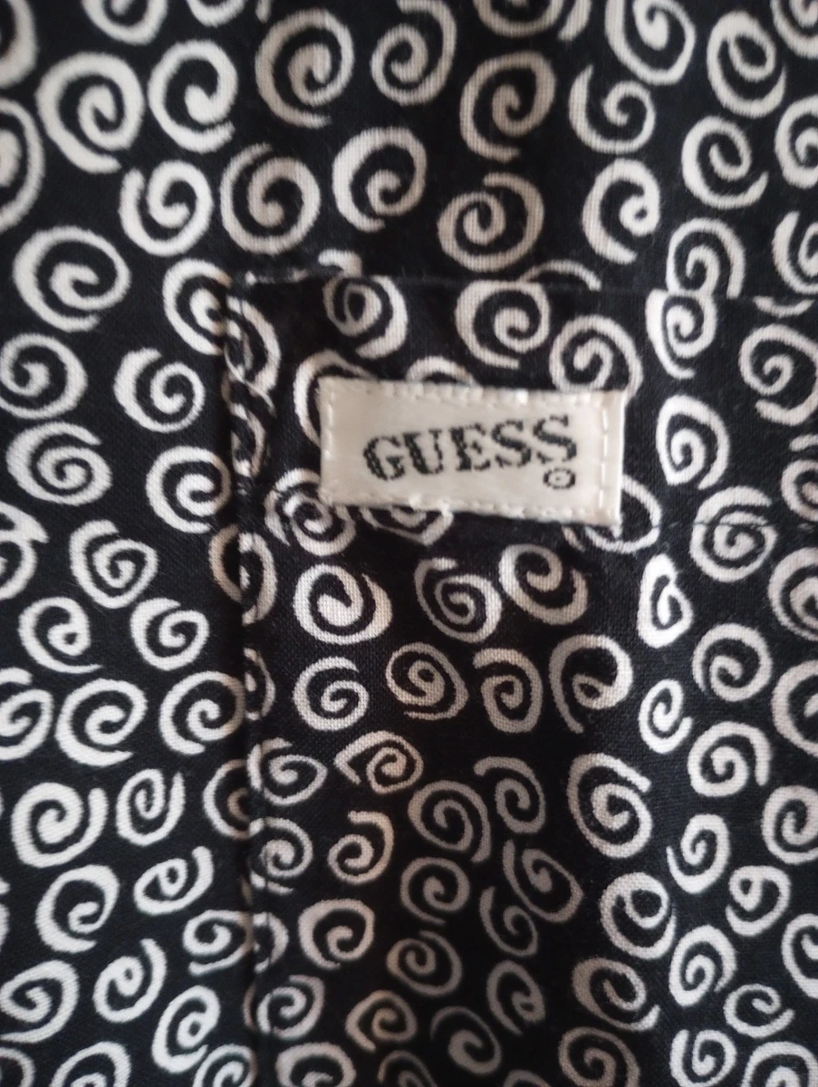 De Colección Guess By Georges Marciano Camisa Abotonada Patrón Remolino Camisa Hombres XL S/S