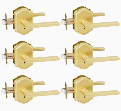 6 Pack Gold Interior Door Handle, Brushed Gold Privacy Door Handles Interior