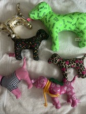 Victoria's Secret PINK Large Dog Plush Collectible 6  10  Lot of 6 Holographic