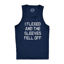 Mens I Flexed and The Sleeves Fell Off Tank Top Funny Sleeveless Gym Workout
