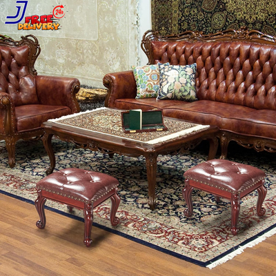Ottoman Foot Rest Small Leather Footstool Vintage Living Room
