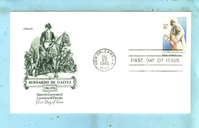 1980, Scott #1826 ARTMASTER FDC, "Bernardo De Galvez, Spanish Gov. of LA & FL" - Image 1 of 3