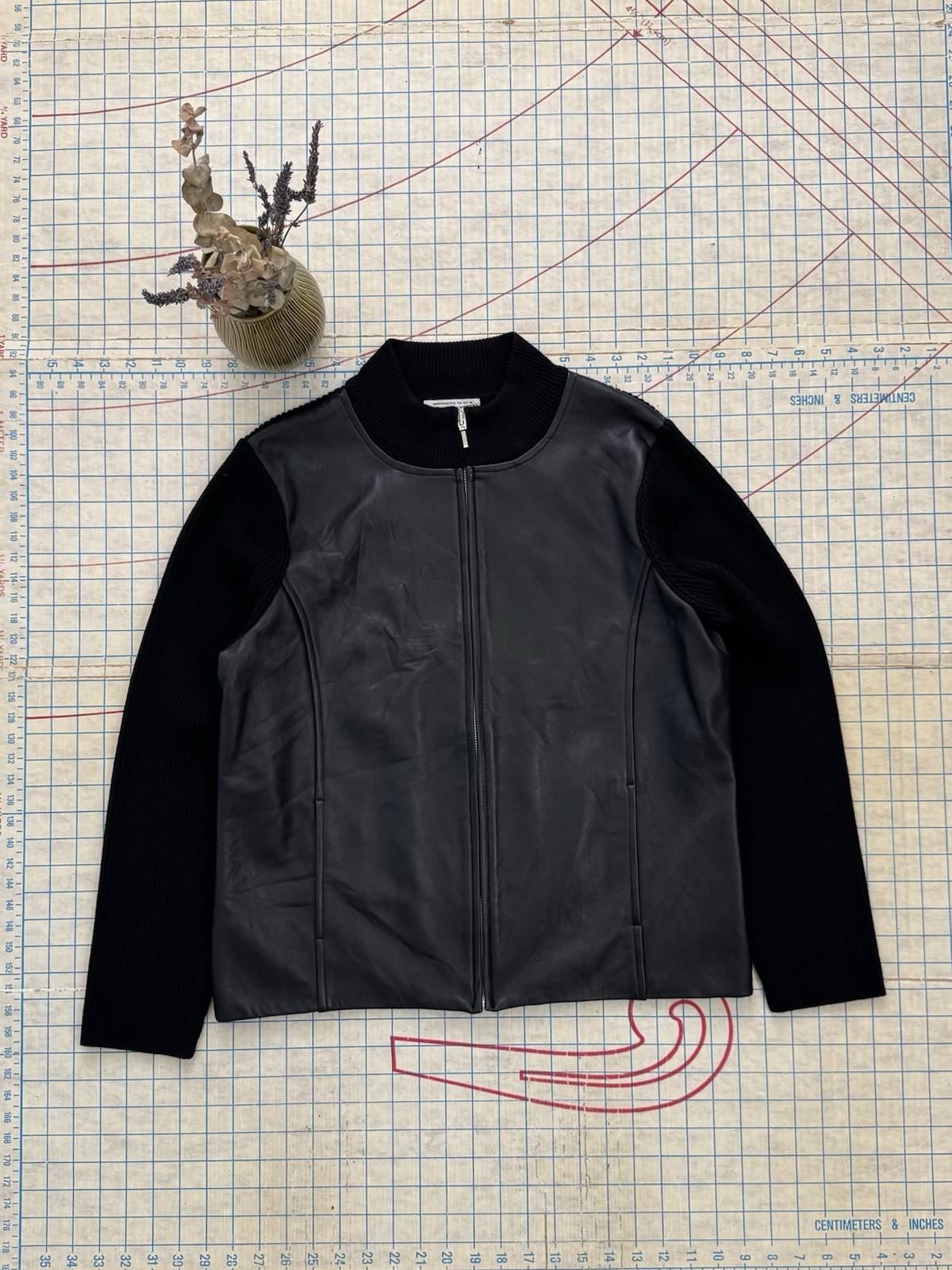 Pendleton Full Zip Leather Jacket With Wool Sleev… - image 5