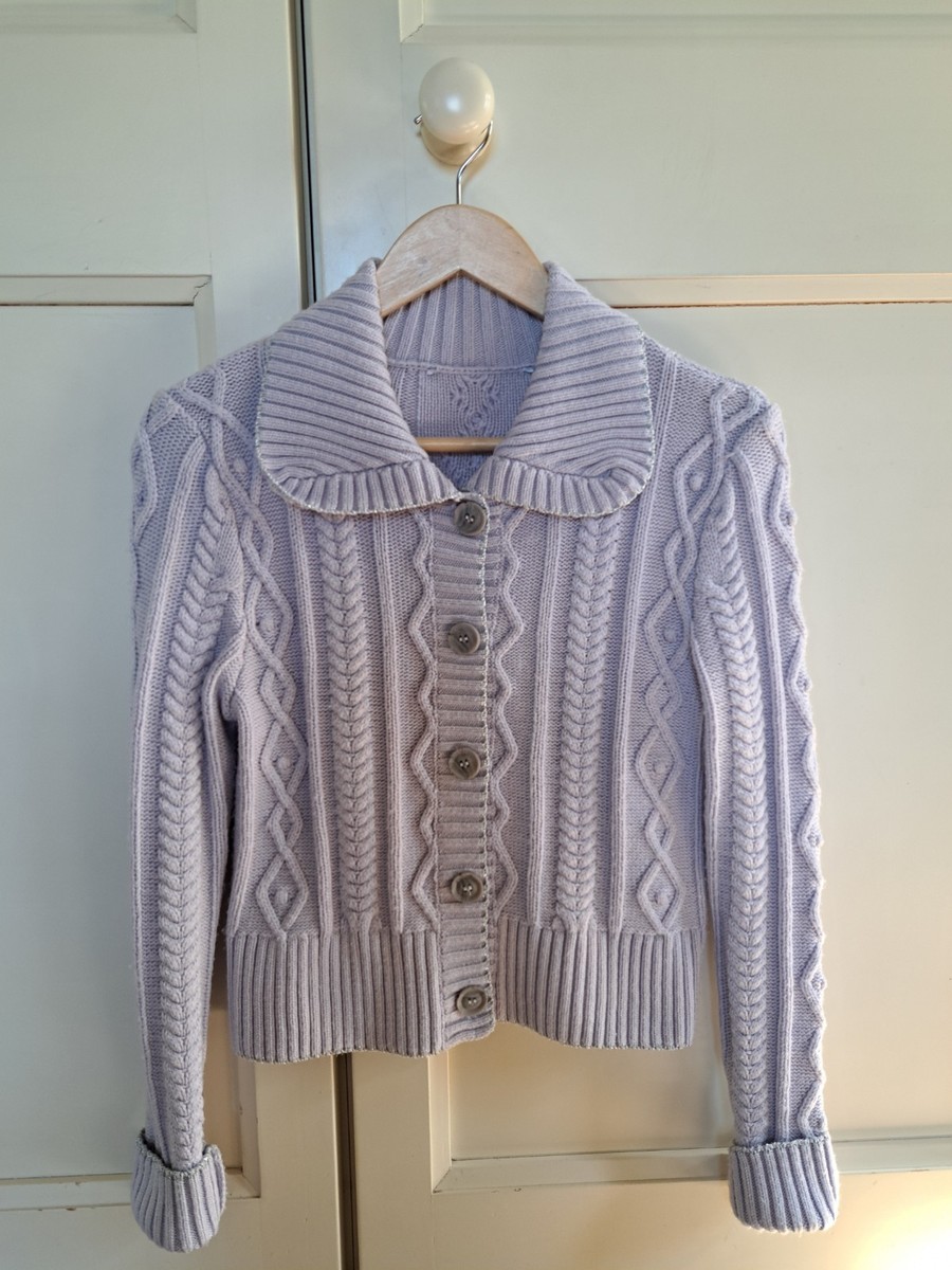 Cable Knit Zara Lilac Cardigan LADIES ZARA LILAC CABLE TYPE KNIT