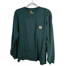 Carhartt Men's Original Fit Heavyweight Long-Sleeve Henley T-Shirt Green Large