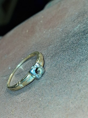"Vintage 14k Yellow Gold Solitaire Ring Setting Mounting Empty Prongs 1.8g"