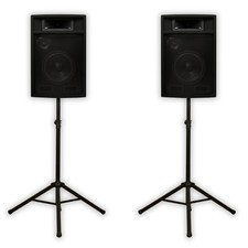 Acoustic Audio PA-380X Passive 8" DJ Speakers  Stands PA Karaoke 3-Way Studio