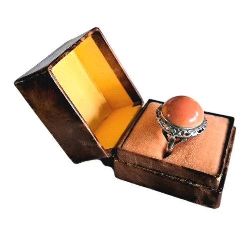 ALTER  KORALLEN RING SILBER