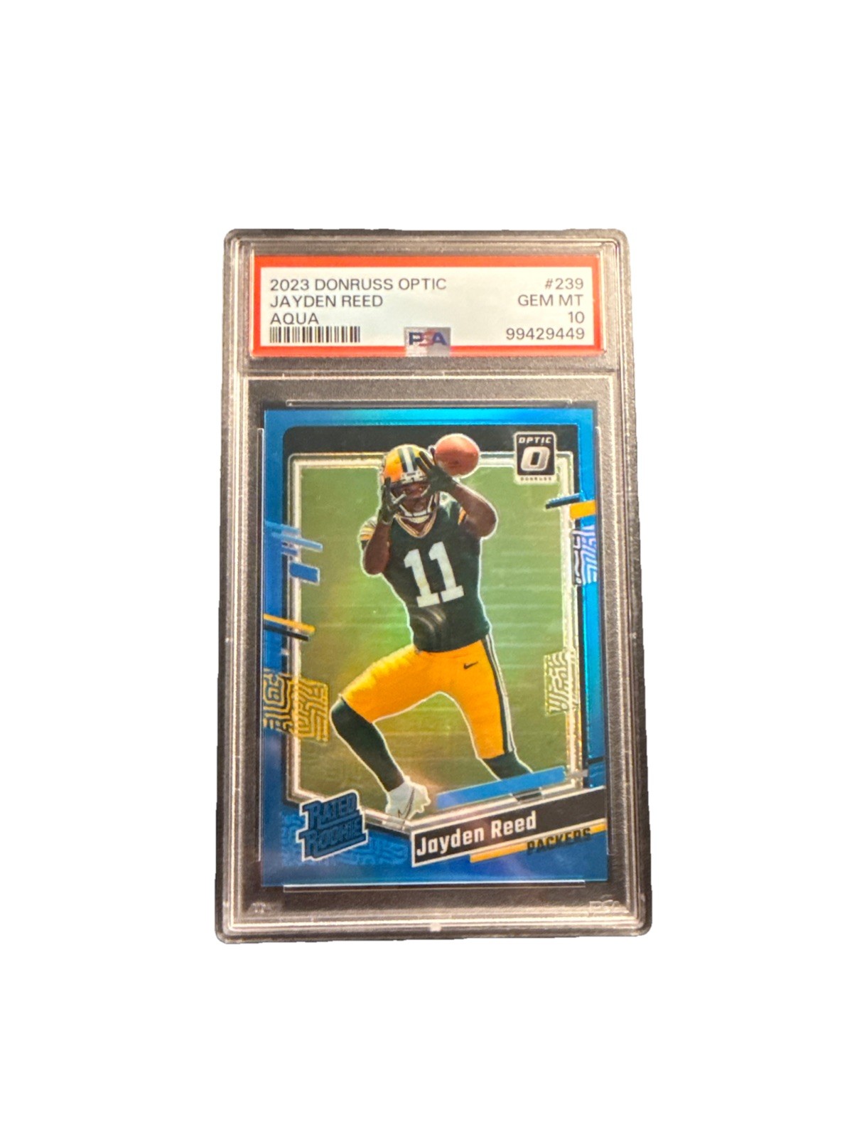 2023 Panini Donruss Optic - Rated Rookie Jayden Reed #239 Aqua Prizm /299 (RC)