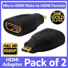 2 Pack Micro HDMI Adapter HDMI Female to Micro Male Type D Connector Converter