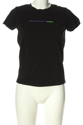 RESERVED T-Shirt Damen Shirt Gr. DE 36 schwarz-blau-blassgelb Casual-Look