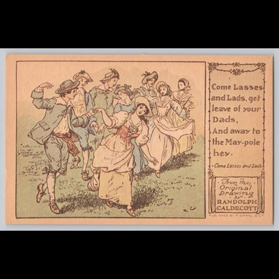Postcard Randolph Caldecott's Pictures Maypole Dance Art England