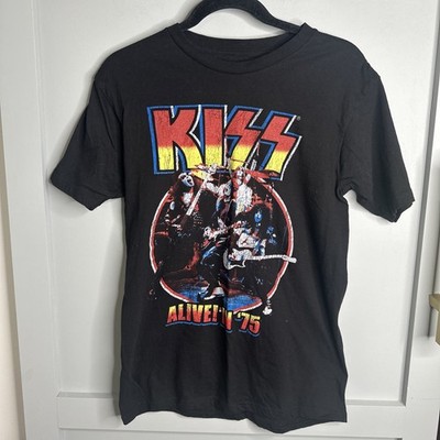 KISS Alive in 75 Black Graphic Black Rock and Roll Unisex Size Medium