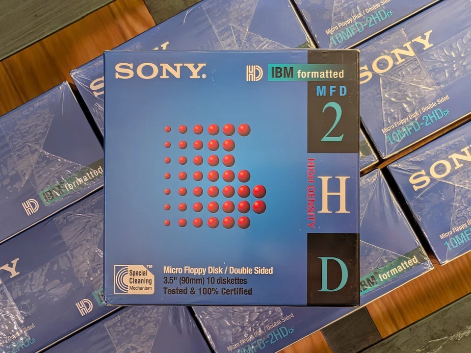 100 Discos - Disquete Sony Micro 3.5" IBM Formateado Doble Cara 10MFD-2HD Paquete de 10 Foto 3 de 4