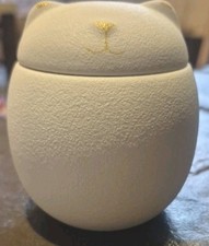 Cat Urn White Ceramic 3 1/2 Inches.Brand New