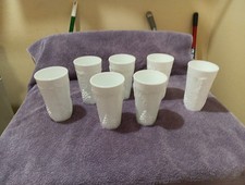 7 Milkglass Indiana Glass Tumblers Harvest Grape Pattern