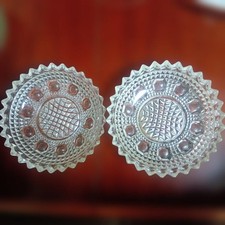 Retro Cut Glass Plate Set of 2 15cm Clear Vintage Collectible