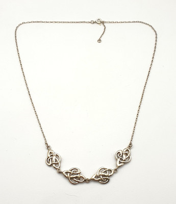 Schöne Vintage Sterling Silber Keltischer Knoten Kette & Anhänger