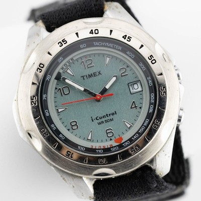 Rare Timex Indiglo i-Control Tachymeter Alarm Quartz Men's Watch