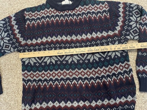 Vintage 90s Steep Slopes Ski Sweater Medium 100% Virgin Acrylic Pullover Winter - Picture 3 of 6