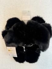 Womens Lauren Conrad Black Faux Fur Black Slide on Slippers Size Medium 7 -8 New
