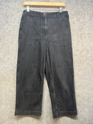 Toast Jeans Damen Größe UK 10 Schwarz Denim Straight Cropped Wide-Leg Hose