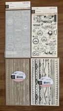 Basic Grey, Lot of 4 Rub-ons/Transfers, Black & White