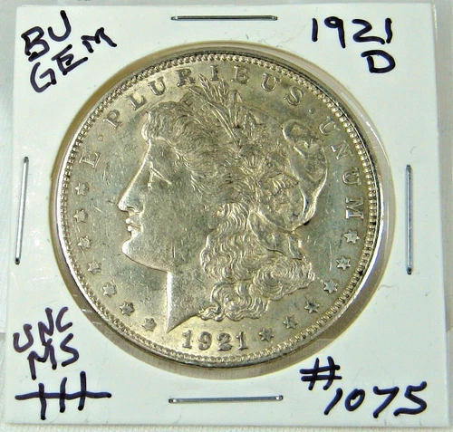1921-D MORGAN SILVER DOLLAR FROM ORIGINAL BANK BAG GEM BU US MINT #1075