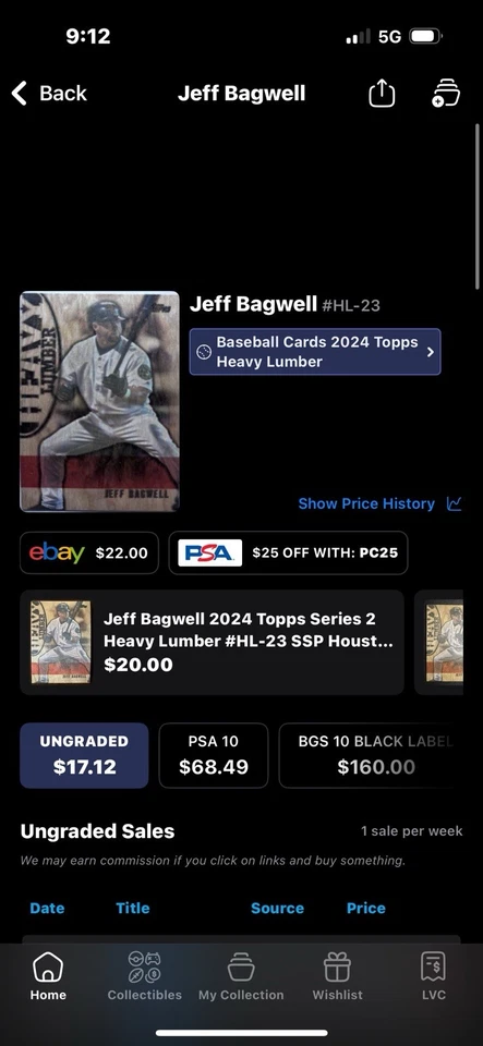 2024 Topps Series 2 - Heavy Lumber Jeff Bagwell #HL-23 - Image 4 of 4