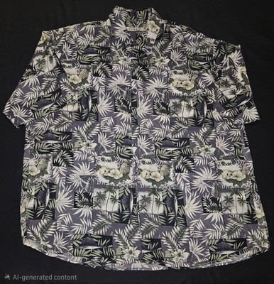 Summa Hawaiian Breezer Shirt Men Green Tropical Silk Blend Short Sleeve NWOT