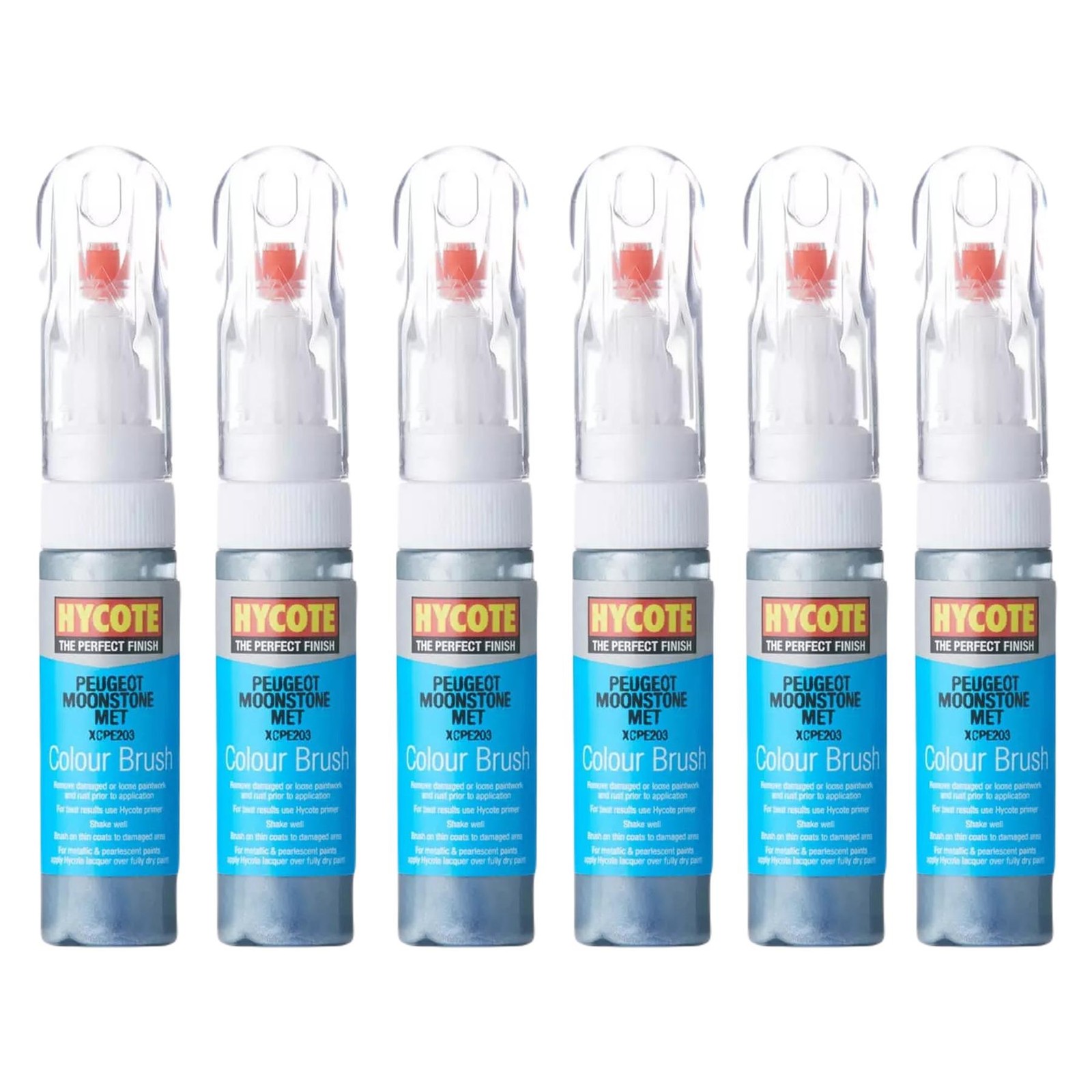 Hycote Touch Up Brush Paint  Peugeot Moonstone Silver (Metallic) 12.5ml x6