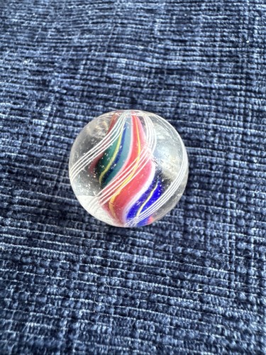 Antique Glass Twist Marbles with Pontil Marks Latticino Swirls Ribbon 17-20mm - Picture 10 of 24