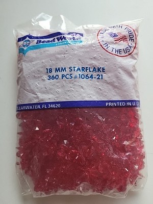 360 Transparent Red Snowflake Bead Spacer Beads Jewelry Making 18mm FreeShipping