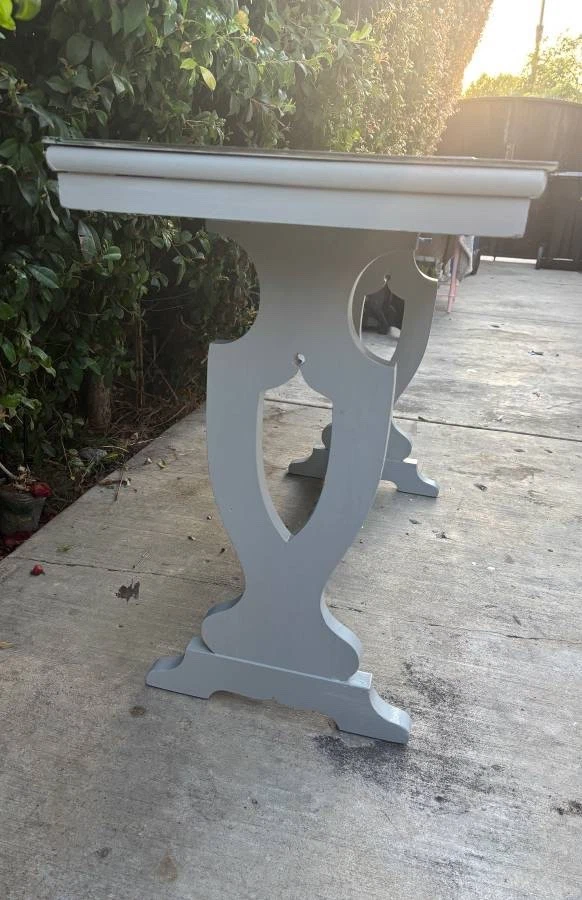 Mesa consola, sofá mesa o aparador sueco gris madera maciza vintage años 30 Foto 4 de 4